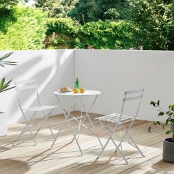 Set bistrot - Ensemble repas de jardin - Table pliante Diam.60 cm + 2