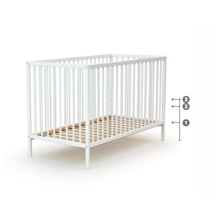 Lit bébé - 60 x 120 cm - WEBABY - ONE - Blanc