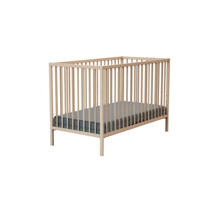 Lit bébé - 60 x 120 cm - WEBABY - ONE - Hetre brut Lit bébé - 60 x 120 cm - WEBABY - ONE - Hetre brut