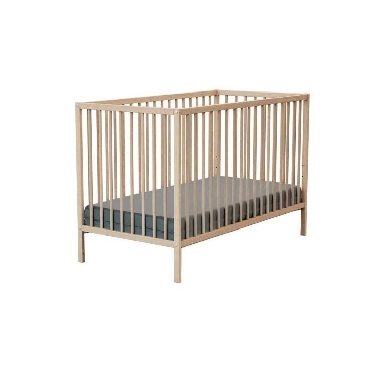 Lit bébé - 60 x 120 cm - WEBABY - ONE - Hetre brut Lit bébé - 60 x 120 cm - WEBABY - ONE - Hetre brut