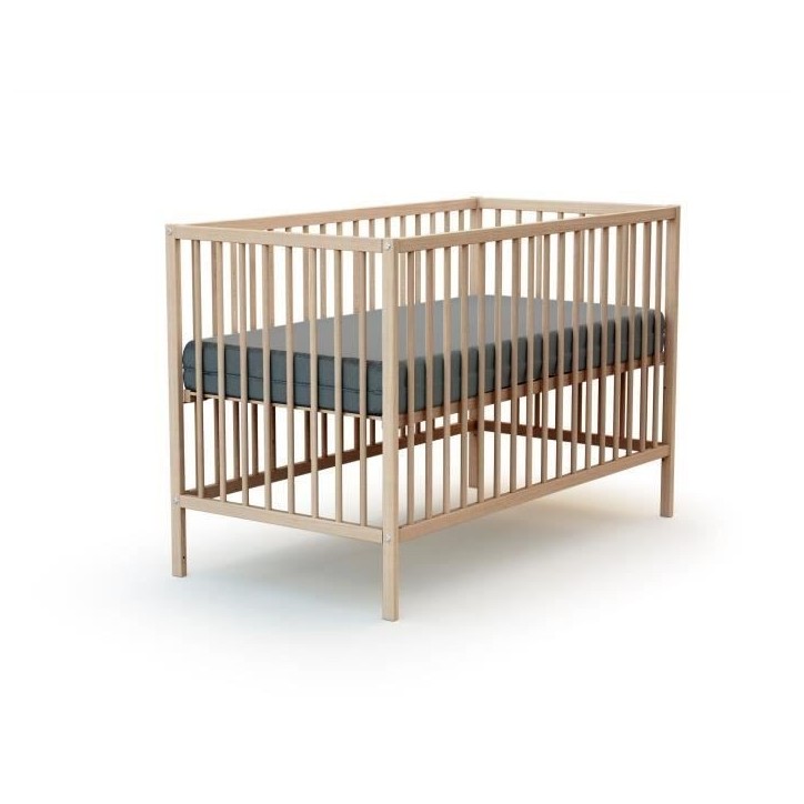 Lit bébé - 60 x 120 cm - WEBABY - ONE - Hetre brut Lit bébé - 60 x 120 cm - WEBABY - ONE - Hetre brut