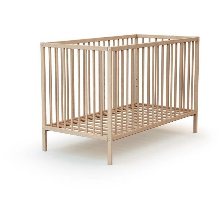 Lit bébé - 60 x 120 cm - WEBABY - ONE - Hetre brut Lit bébé - 60 x 120 cm - WEBABY - ONE - Hetre brut