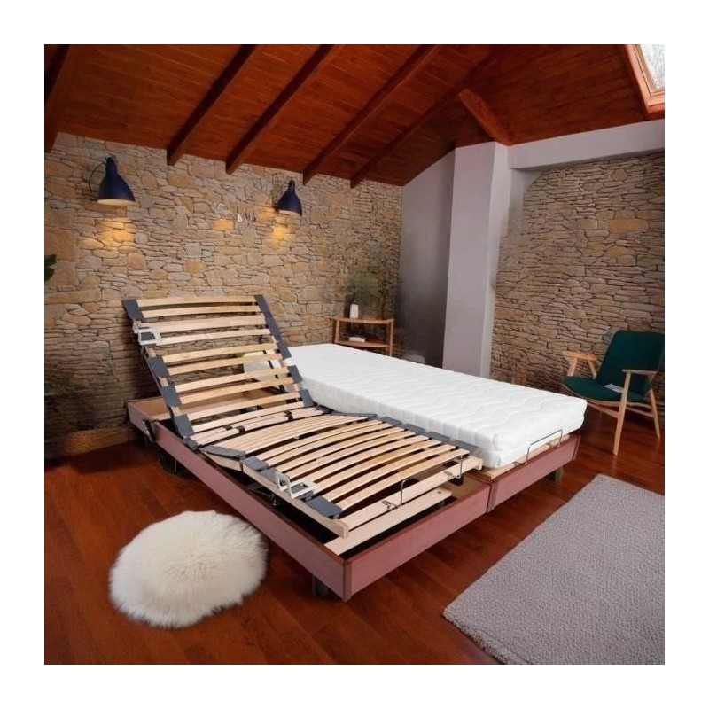 Ensemble relaxation matelas + sommiers électriques 2x90x200 - Mousse