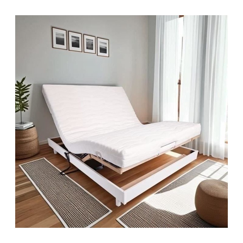 Ensemble relaxation matelas + sommier électrique 140x190 - Mousse - F Ensemble relaxation matelas + sommier électrique 140x190 - Mousse - F
