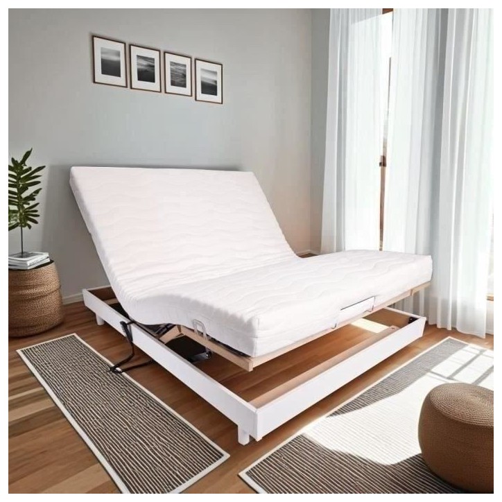 Ensemble relaxation matelas + sommier électrique 140x190 - Mousse - Ferme - TALCA Fabrication française