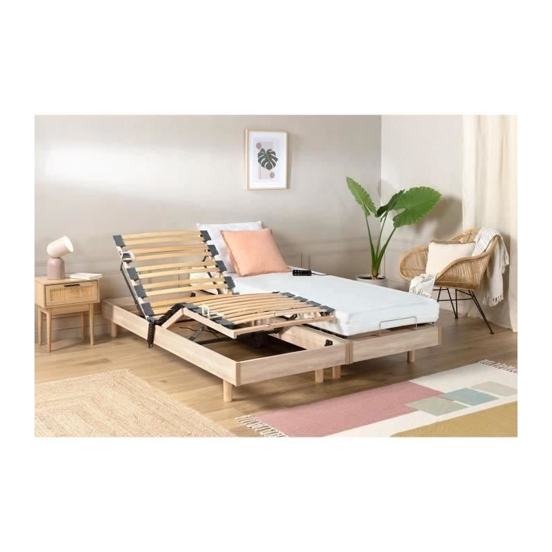 Ensemble relaxation matelas + sommiers électriques 2x70x190cm - Mouss Ensemble relaxation matelas + sommiers électriques 2x70x190cm - Mouss