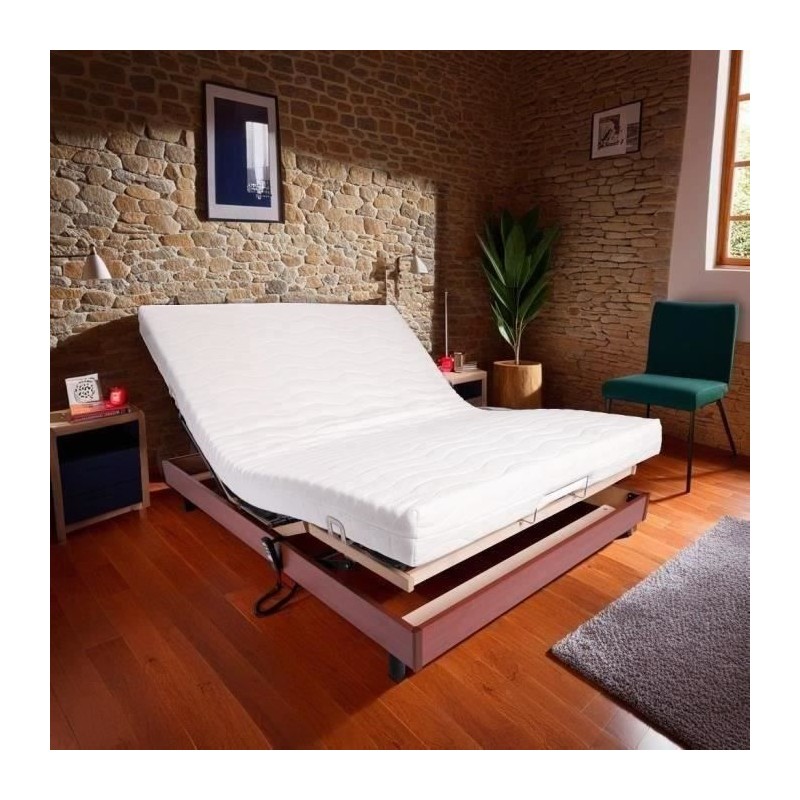 Ensemble relaxation matelas + sommier électrique 140x190 - Mousse - F Ensemble relaxation matelas + sommier électrique 140x190 - Mousse - F