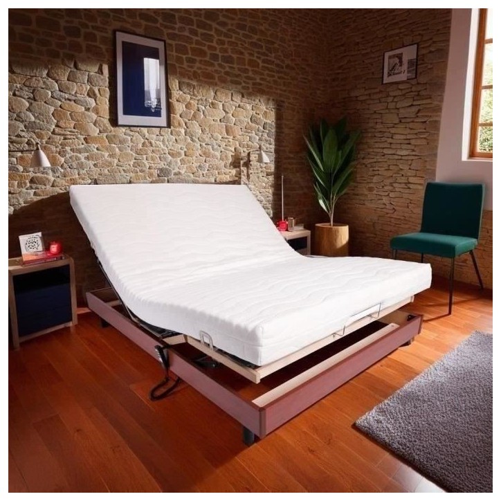 Ensemble relaxation matelas + sommier électrique 140x190 - Mousse - Ferme - TALCA Fabrication française