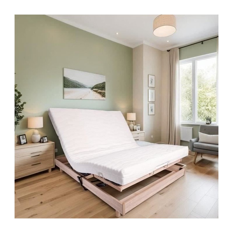 Ensemble relaxation matelas + sommier électrique 140x190cm - Mousse - Ensemble relaxation matelas + sommier électrique 140x190cm - Mousse -