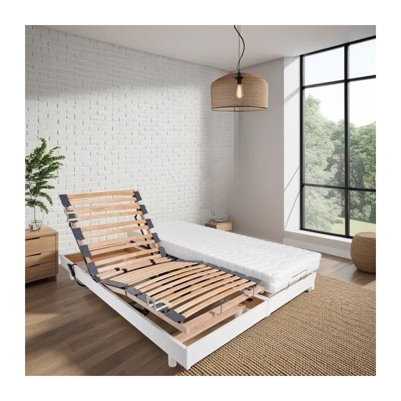 Ensemble relaxation matelas + sommiers électriques 2x70x190 - Mousse Ensemble relaxation matelas + sommiers électriques 2x70x190 - Mousse