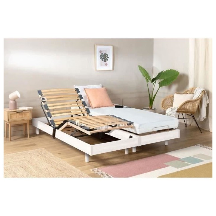 Ensemble relaxation matelas + sommiers électriques 2x80x200 - Mousse - Ferme - TALCA Fabrication française