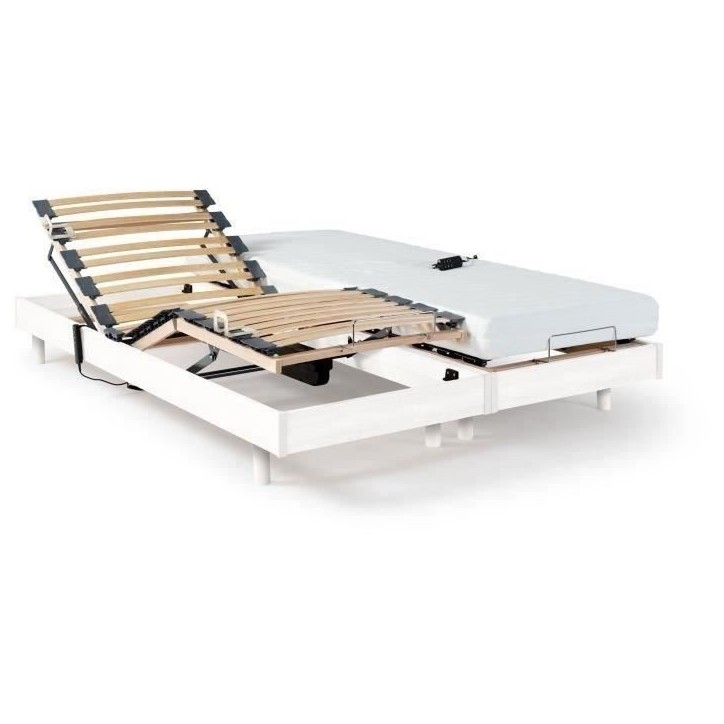 Ensemble relaxation matelas + sommiers électriques 2x80x200 - Mousse - Ferme - TALCA Fabrication française