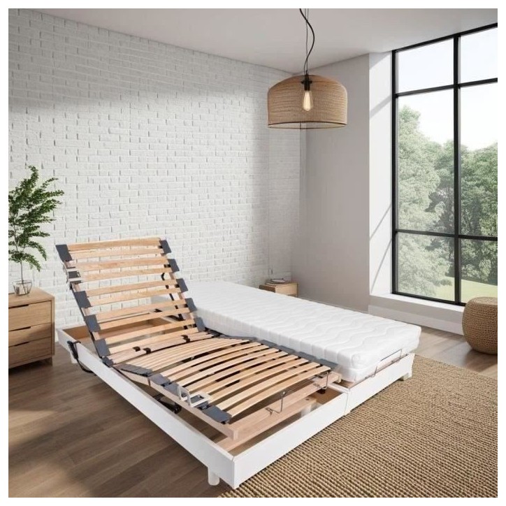Ensemble relaxation matelas + sommiers électriques 2x90x200 - Mousse - Ferme - TALCA Fabrication française Ensemble relaxation matelas + sommiers électriques 2x90x200 - Mousse - Ferme - TALCA Fabrication française