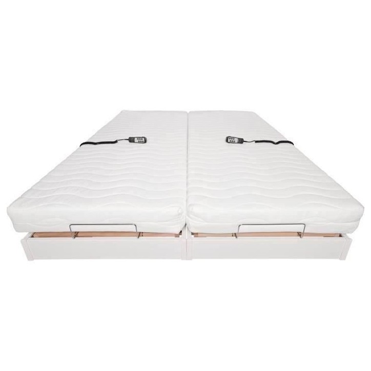 Ensemble relaxation matelas + sommiers électriques 2x90x200 - Mousse - Ferme - TALCA Fabrication française Ensemble relaxation matelas + sommiers électriques 2x90x200 - Mousse - Ferme - TALCA Fabrication française