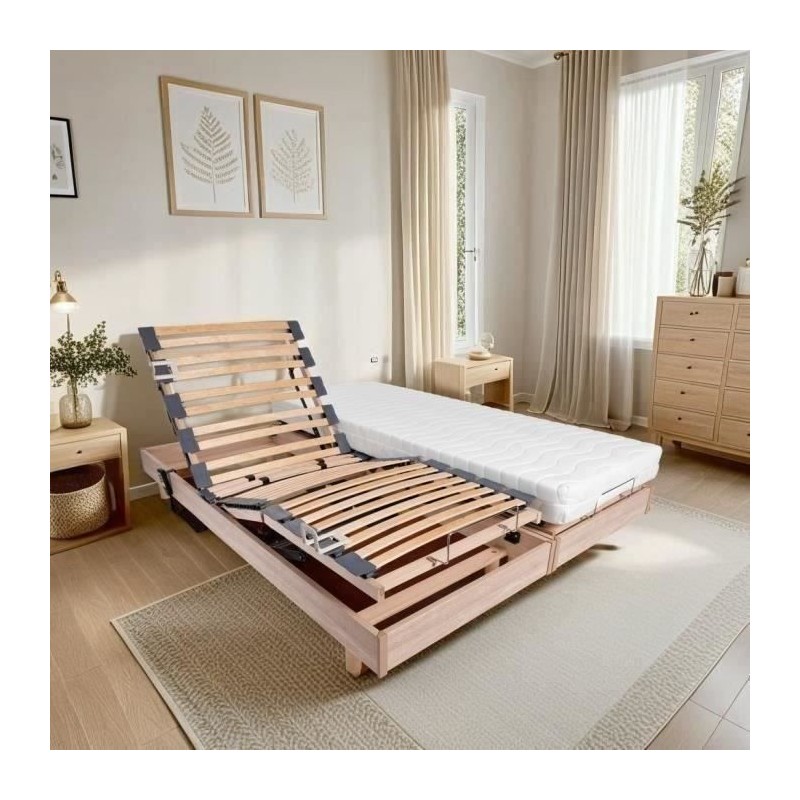 Ensemble relaxation matelas + sommiers électriques 2x90x200 - Mousse Ensemble relaxation matelas + sommiers électriques 2x90x200 - Mousse