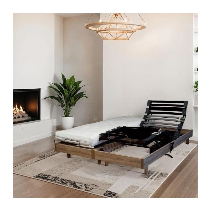 Ensemble relaxation Matelas + sommier 2x80x200cm MERIDA - Chene clair Ensemble relaxation Matelas + sommier 2x80x200cm MERIDA - Chene clair