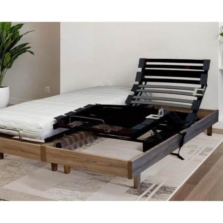 Ensemble relaxation Matelas + sommier 2x80x200cm MERIDA - Chene clair - 14cm - Ferme