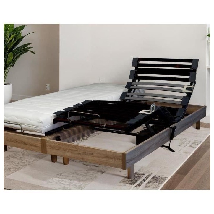 Ensemble relaxation Matelas + sommier 2x80x200cm MERIDA - Chene clair - 14cm - Ferme Ensemble relaxation Matelas + sommier 2x80x200cm MERIDA - Chene clair - 14cm - Ferme