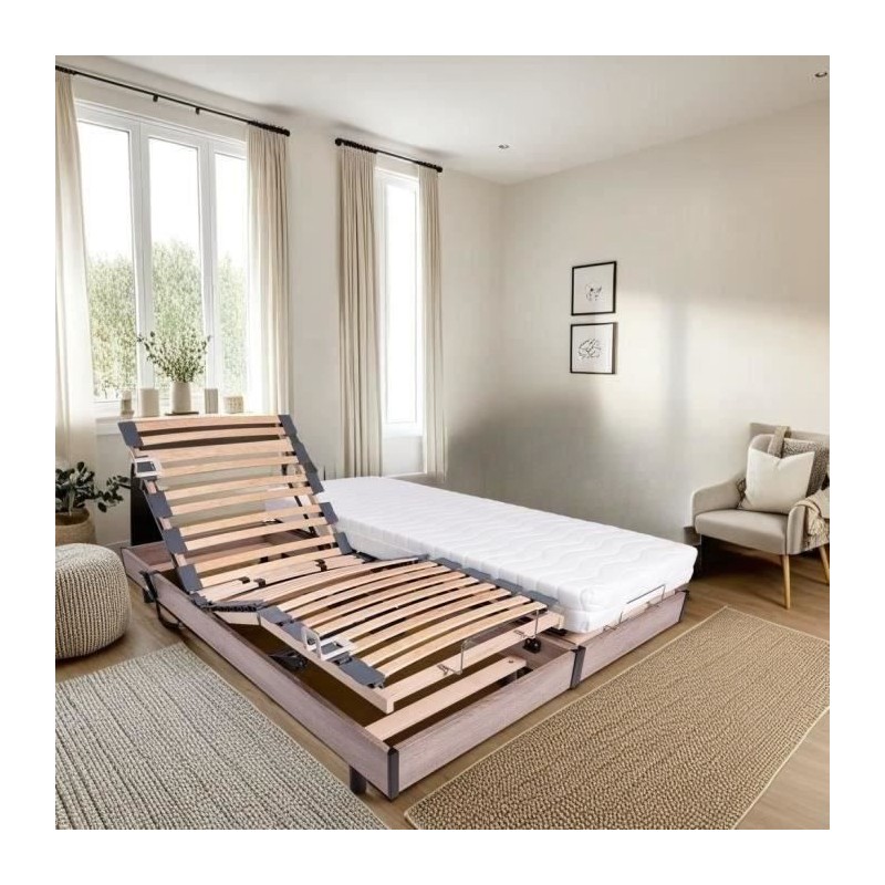 Ensemble relaxation matelas + sommiers électriques 2x90x200 - Mousse Ensemble relaxation matelas + sommiers électriques 2x90x200 - Mousse