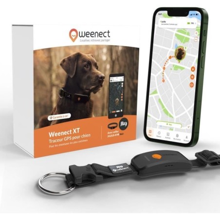 Collier GPS pour chien - WEENECT Chien XT - Antenne XL - Etanche - Col