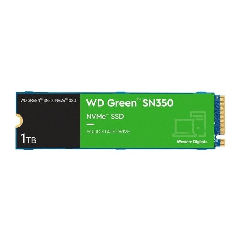 WESTERN DIGITAL - Green SN350 - Disque SSD Interne - 1 To - M.2 - WDS1 WESTERN DIGITAL - Green SN350 - Disque SSD Interne - 1 To - M.2 - WDS1