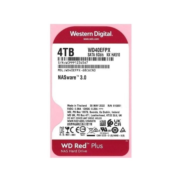 Disque dur Interne - WESTERN DIGITAL - Red Plus - 4To - 3.5 - Dédié NAS - 5400 RPM Class - SATA 6 GB/s (WD40EFPX) Disque dur Interne - WESTERN DIGITAL - Red Plus - 4To - 3.5 - Dédié NAS - 5400 RPM Class - SATA 6 GB/s (WD40EFPX)
