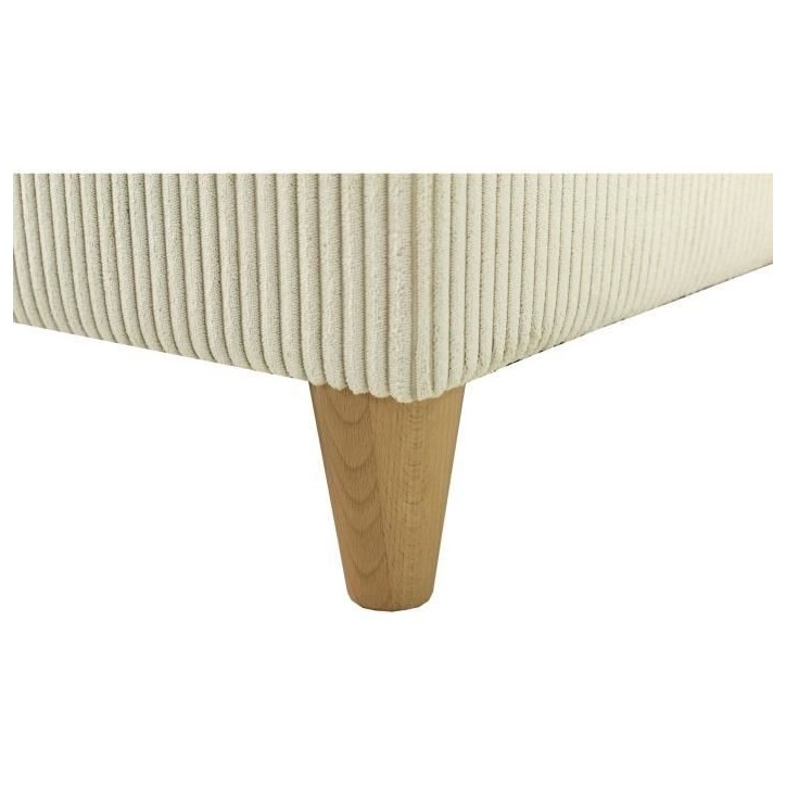 Canapé d'angle convertible - 4 places - WESTON - Velours côtelé beige - Tetieres réglables - 259 x 227 x 77/92 cm