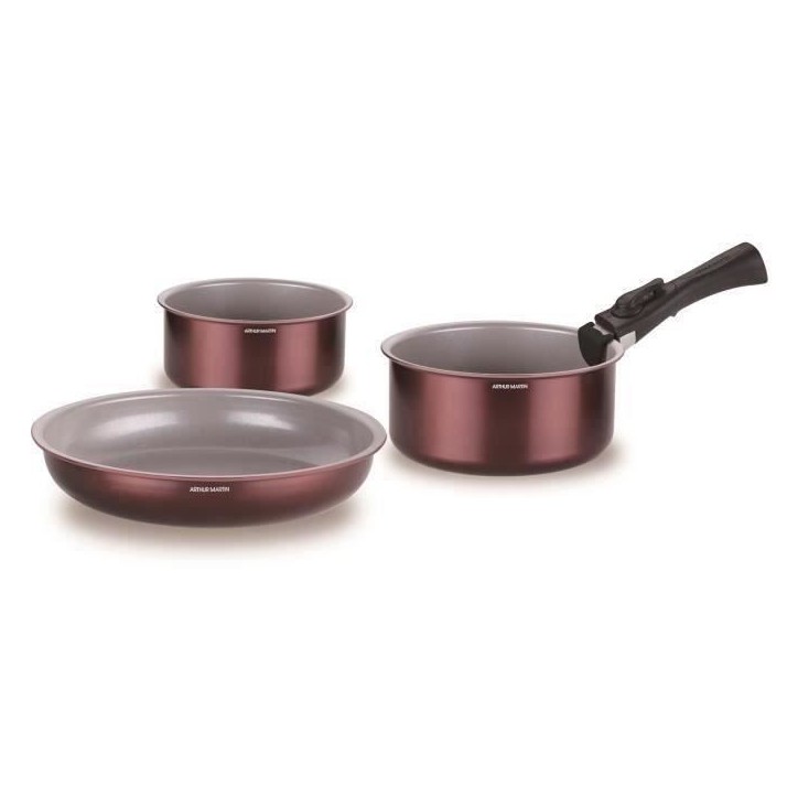Batterie de cuisine - Tous feux dont induction - ARTHUR MARTIN - AM2503 - Aluminium - 18 pieces - Poignée amovible Batterie de cuisine - Tous feux dont induction - ARTHUR MARTIN - AM2503 - Aluminium - 18 pieces - Poignée amovible