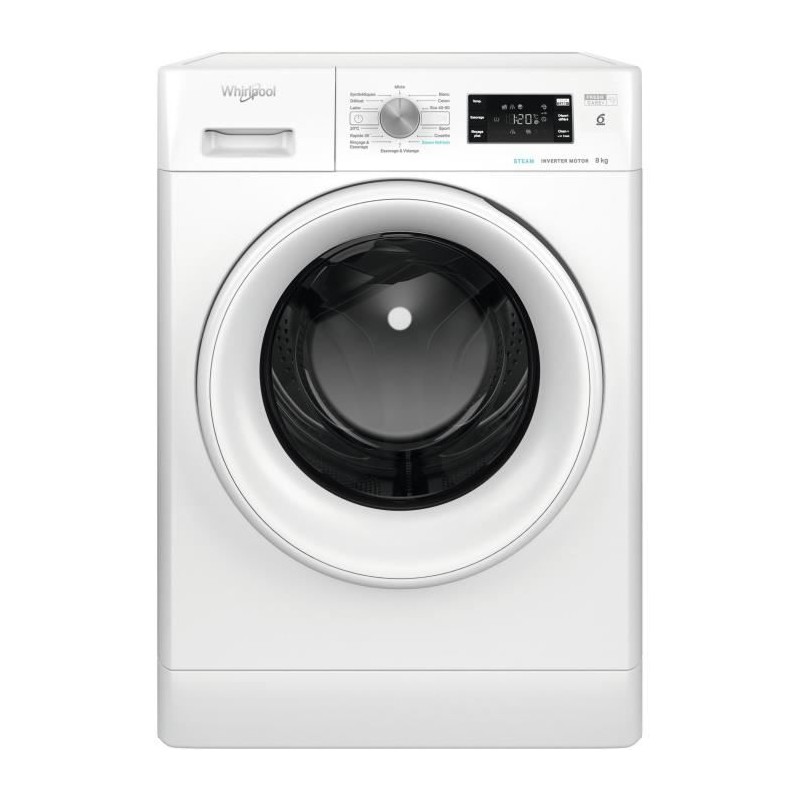 Lave-linge hublot WHIRLPOOL FFBS8469WVFR FreshCare - 8 kg - Induction Lave-linge hublot WHIRLPOOL FFBS8469WVFR FreshCare - 8 kg - Induction