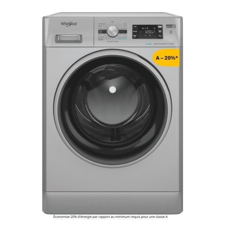 Lave-linge hublot WHIRLPOOL FFBP10489SBSVFR - 10 kg - Induction - L60cm - 1400 trs/min - Silver Lave-linge hublot WHIRLPOOL FFBP10489SBSVFR - 10 kg - Induction - L60cm - 1400 trs/min - Silver