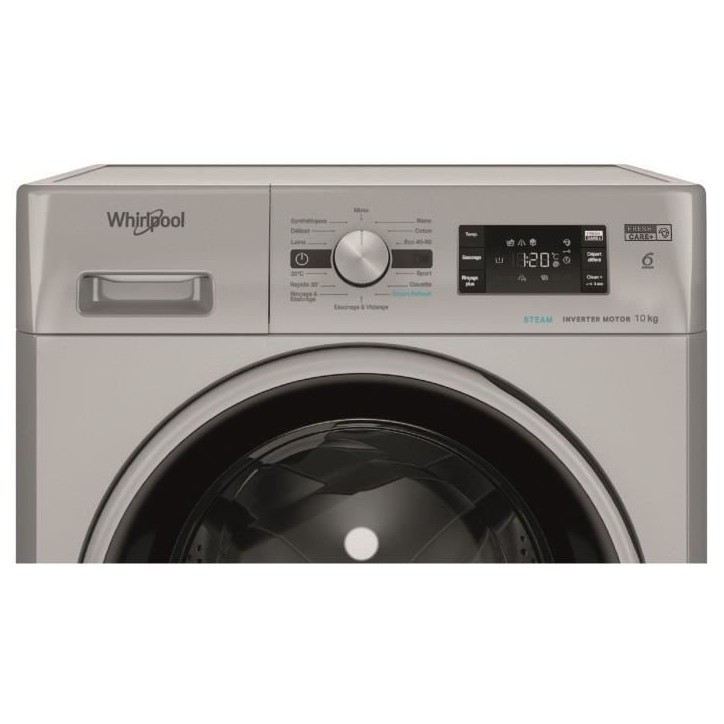 Lave-linge hublot WHIRLPOOL FFBP10489SBSVFR - 10 kg - Induction - L60cm - 1400 trs/min - Silver Lave-linge hublot WHIRLPOOL FFBP10489SBSVFR - 10 kg - Induction - L60cm - 1400 trs/min - Silver