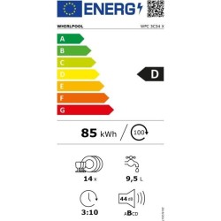 Lave-vaisselle pose libre WHIRLPOOL WFC3C34X - 14 couverts - Induction