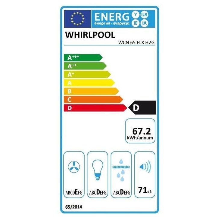 Hotte encastrable visiere Hood2GO - WHIRLPOOL - WCN65FLXH2G - Inox - Classe D - 13,2 x 56,4 x 59,5 cm Hotte encastrable visiere Hood2GO - WHIRLPOOL - WCN65FLXH2G - Inox - Classe D - 13,2 x 56,4 x 59,5 cm