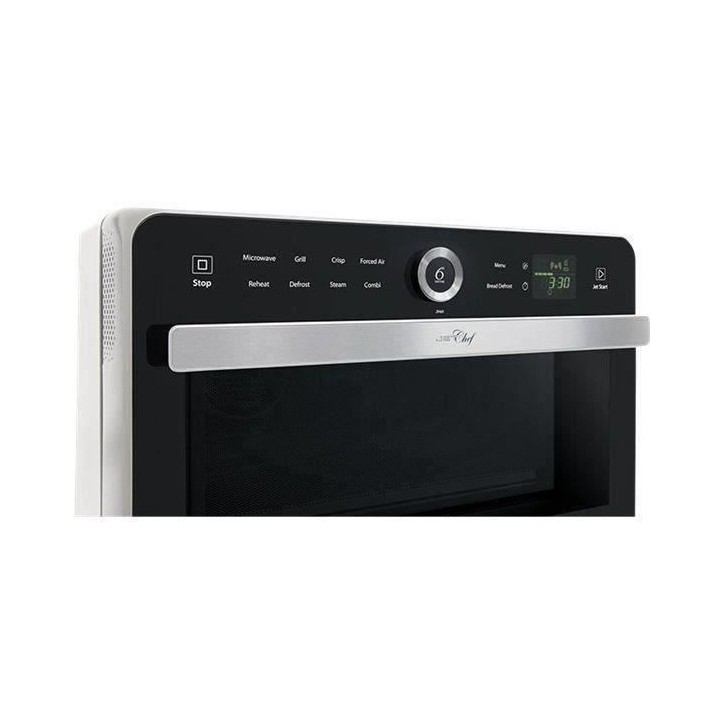 WHIRLPOOL JT469WH - Micro-ondes Jet Chef - 33 L - 6eme SENS Combi Crisp Vapeur - Cavité Inox - Plateau tournant 36 cm - Blanc WHIRLPOOL JT469WH - Micro-ondes Jet Chef - 33 L - 6eme SENS Combi Crisp Vapeur - Cavité Inox - Plateau tournant 36 cm - Blanc