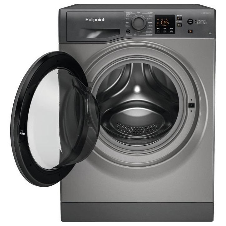 Lave-linge hubot HOTPOINT NSWM946GGFR - 9 kg - Induction - L60cm - 1400 trs/min - Graphite
