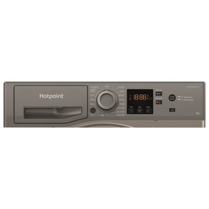 Lave-linge hubot HOTPOINT NSWM946GGFR - 9 kg - Induction - L60cm - 1400 trs/min - Graphite