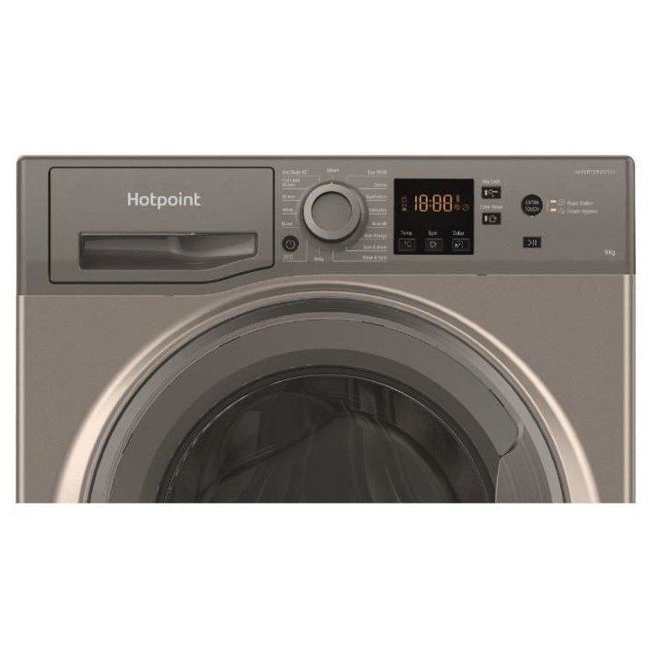 Lave-linge hubot HOTPOINT NSWM946GGFR - 9 kg - Induction - L60cm - 1400 trs/min - Graphite