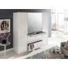 Armoire - Décor blanc - 4 portes battantes + 4 tiroirs + miroirs - L1