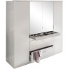 Armoire - Décor blanc - 4 portes battantes + 4 tiroirs + miroirs - L1