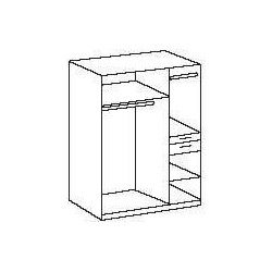 Armoire Décor Chene poutre & Graphite - 4 portes battantes - Miroir -