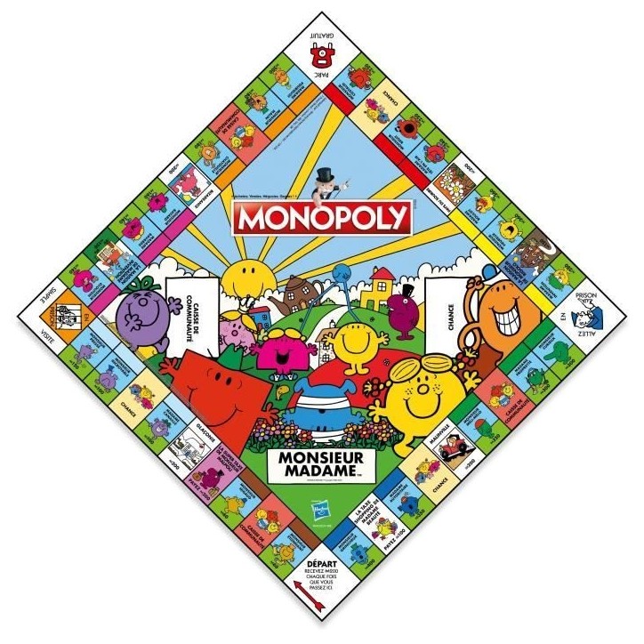 Monopoly Monsieur Madame - Jeu de société - WINNING MOVES - Monopoly mettant en vedette les personnages de Monsieur Madame. Monopoly Monsieur Madame - Jeu de société - WINNING MOVES - Monopoly mettant en vedette les personnages de Monsieur Madame.