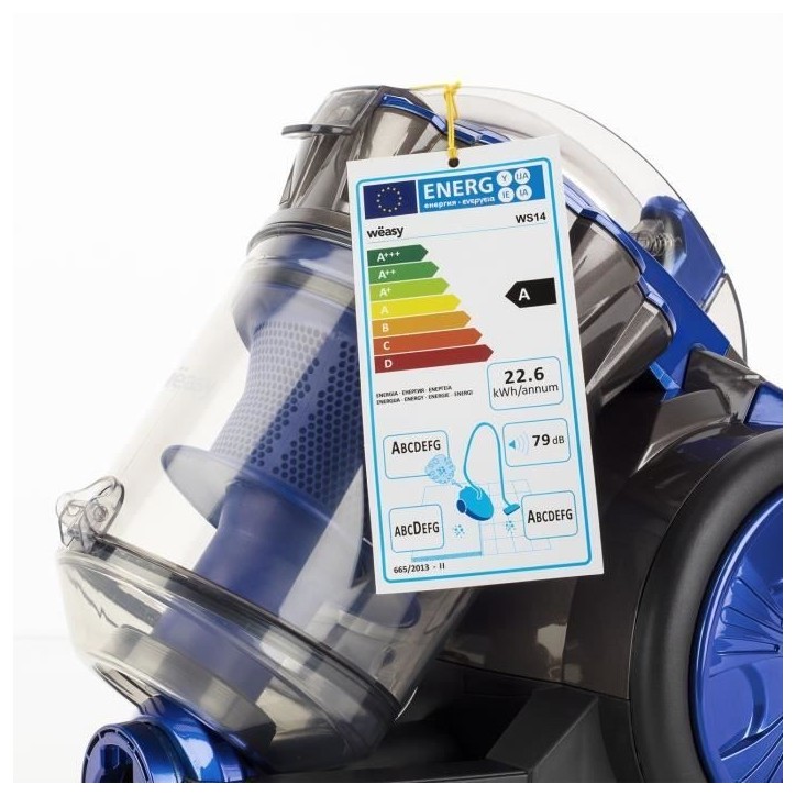 Aspirateur Multicyclonique sans sac WEASY - 2L - Tube télescopique en aluminium - Triple A - Cable 5m - Classe A Aspirateur Multicyclonique sans sac WEASY - 2L - Tube télescopique en aluminium - Triple A - Cable 5m - Classe A