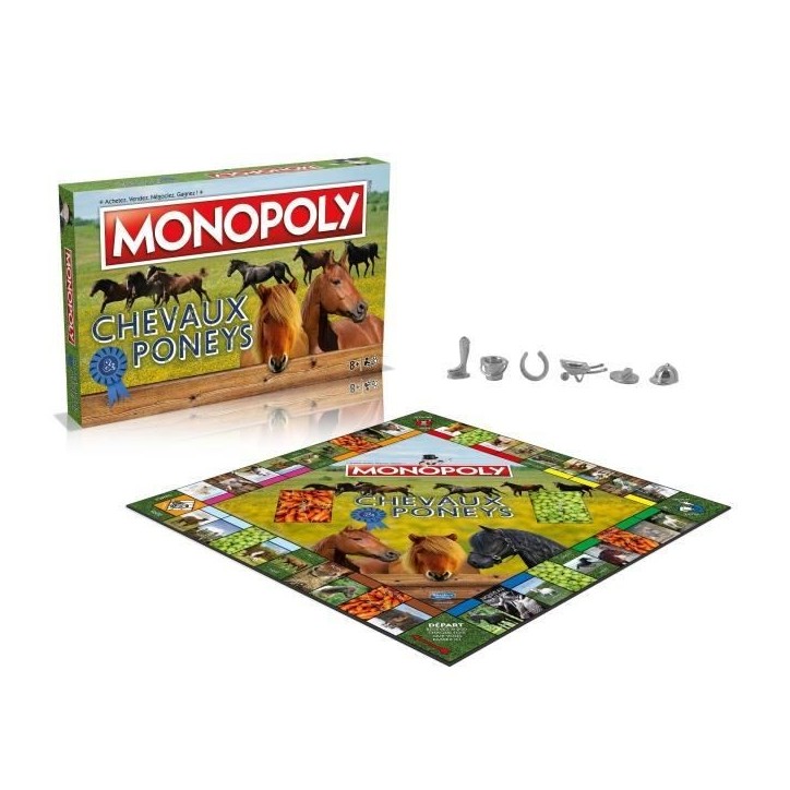 Monopoly Chevaux et Poneys - Winning Moves - Jeu de plateau - Enfant - Jeu d'ambiance - Vert