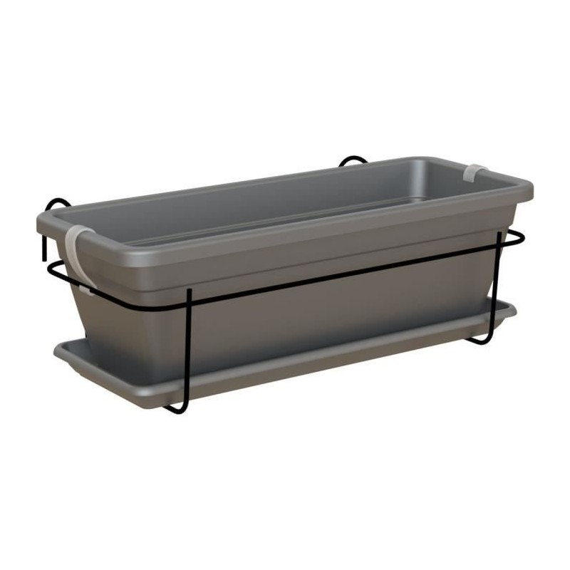 ARTEVASI Kit jardiniere balcon VENEZIA 50cm anthracite - Avec réserve ARTEVASI Kit jardiniere balcon VENEZIA 50cm anthracite - Avec réserve