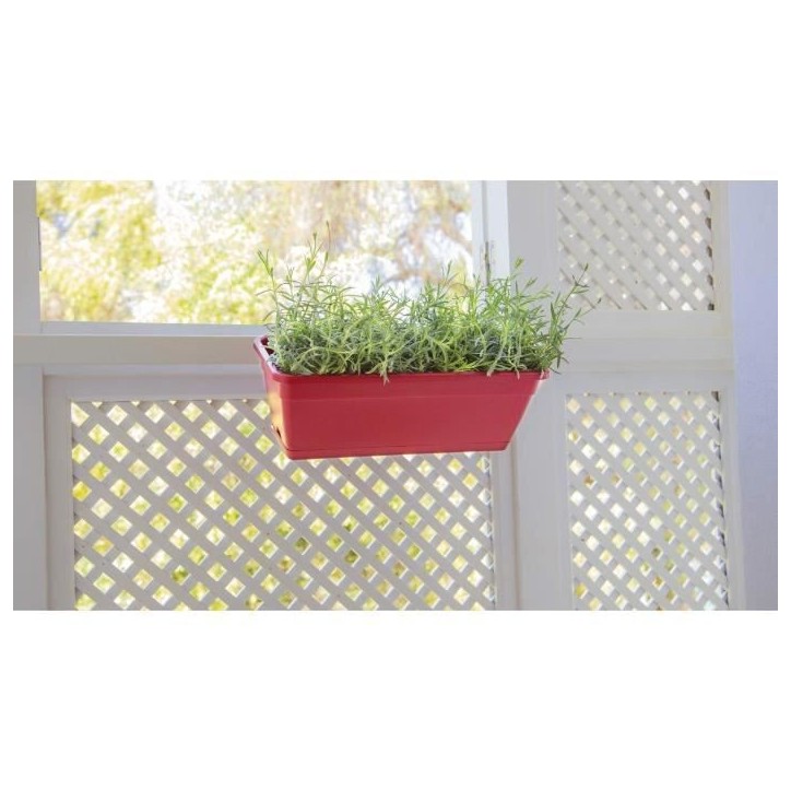 ARTEVASI Kit Jardiniere VENEZIA avec réserve d'eau - Gris anthracite - 10L - 49 x 19,5 x 16,6 cm -