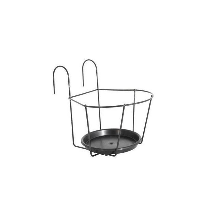 ARTEVASI Porte-Pot pour balcon avec Soucoupe - Gris anthracite - 25 x 25 cm