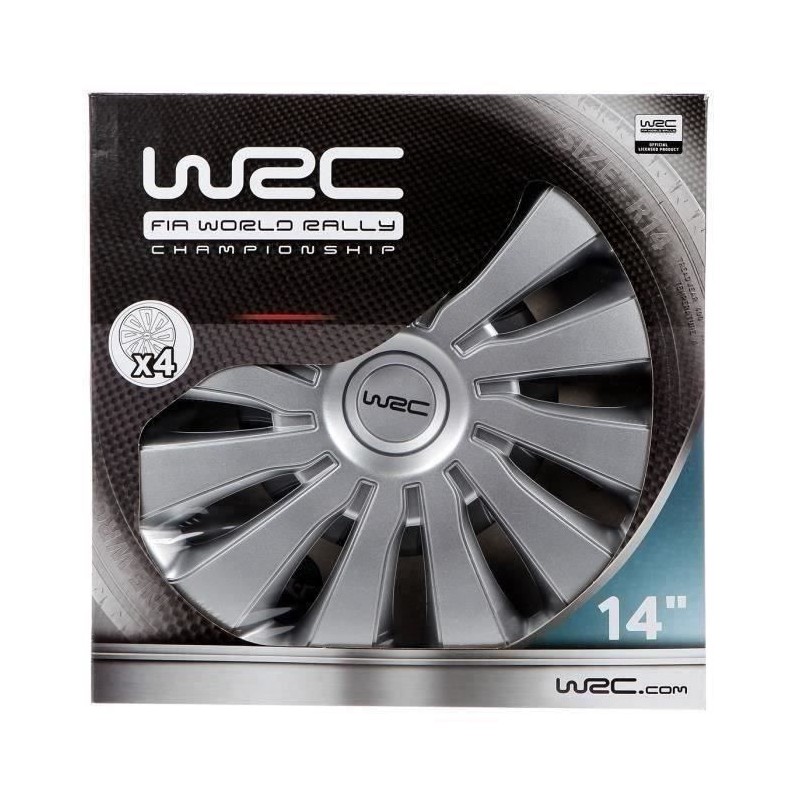 Lot de 4 enjoliveurs Gris métallisés 14 pouces - WRC - SEPANG - Look Lot de 4 enjoliveurs Gris métallisés 14 pouces - WRC - SEPANG - Look