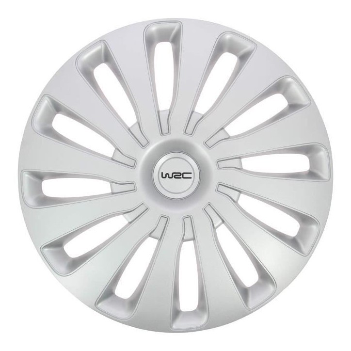 Lot de 4 enjoliveurs Gris métallisés 14 pouces - WRC - SEPANG - Look sportif - Fixation simple et rapide par clips