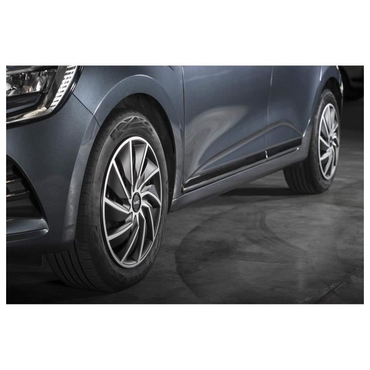 Lot de 4 enjoliveurs Bi-couleur gris & noir 14 pouces - WRC - TURBO - Look racing - Fixation simple et rapide par clips