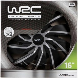 Lot de 4 enjoliveurs Bi-couleur gris & noir 16 pouces - WRC - TURBO -